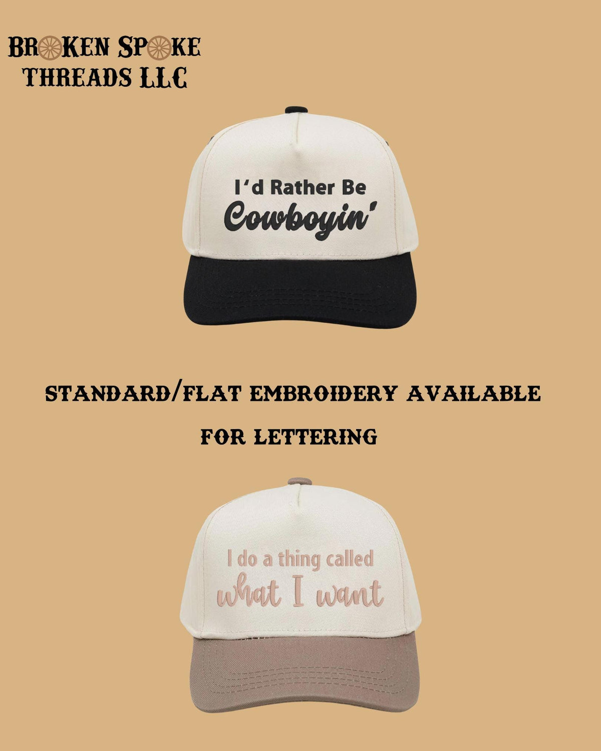 Custom Saying/Cattle Brand Embroidered Kids Hat - with 3D Effect option
