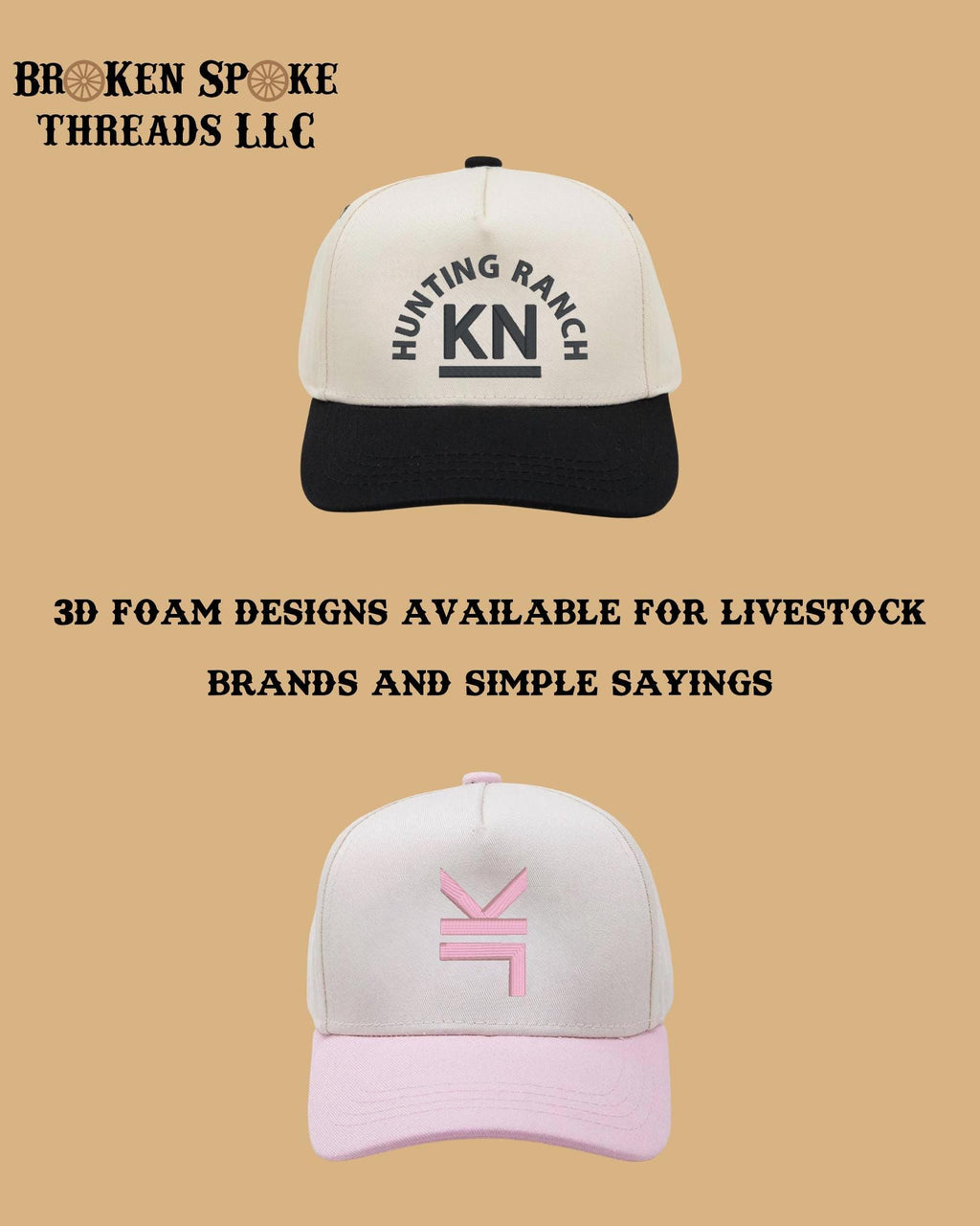 Custom Saying/Cattle Brand Embroidered Kids Hat - with 3D Effect option